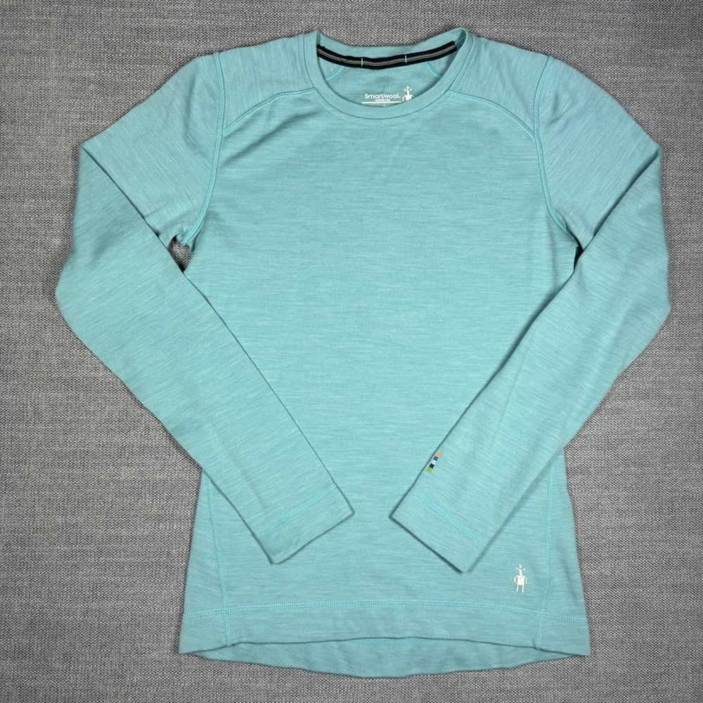 Smartwool Merino 250 Base Layer Top Women Small Teal Blue Long Sleeve Wool Shirt